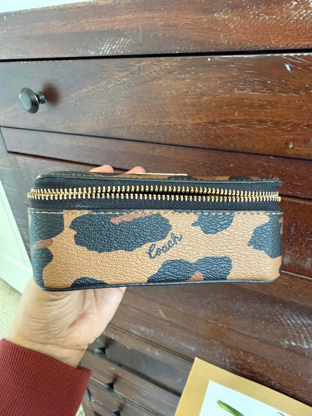 Coach Leopard Print Zip jewelry organizer - Brown & Black - Picture 3 of 15